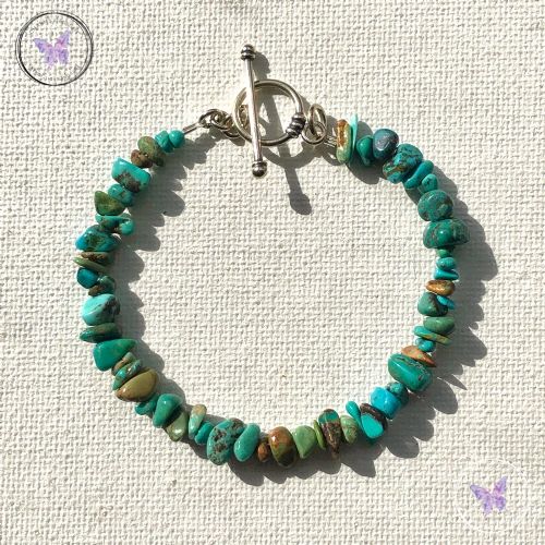 Turquoise Chip Bracelet With Silver Toggle Clasp